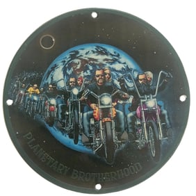 Vintage Planetary Brotherhood Porcelain Sign - Motorcycle Art Collector's Item