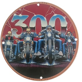 Vintage 300 Porcelain Sign ? Classic American Motorcycle Art ? Made in USA
