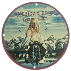 Vintage Porcelain Sign: American Pride - Eyes in the Sky - Biker Art Decor