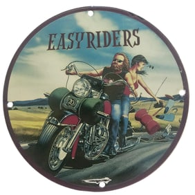 Vintage Easy Riders Porcelain Sign - Classic Biker Artwork for Collectors