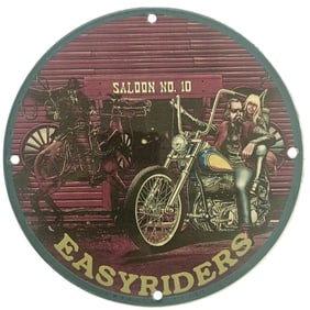 Vintage Easyriders Porcelain Sign - Classic Motorcycle Saloon Art (Easyriders Collectible)