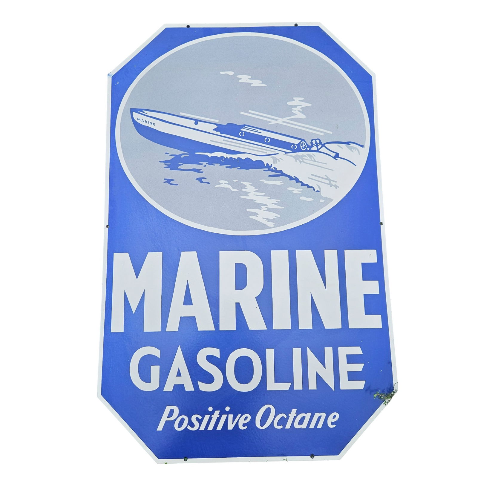 Vintage Marine Gasoline Porcelain Sign - Collectible Maritime Advertisement 48"x30"