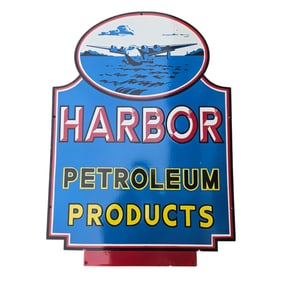 Vintage Harbor Petroleum Products Porcelain Sign ? A Collector's Dream 39"x35"