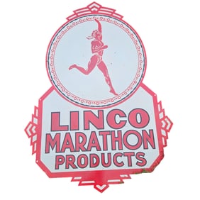 Vintage LINCO Marathon Products Porcelain Sign - Iconic Collector's Item 56"x42"