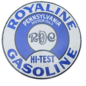 Vintage Royaline Gasoline Porcelain Sign ? Rare Collector's Item 30"