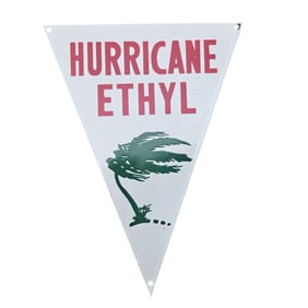 Rare Vintage Hurricane Ethyl Porcelain Sign - Collectible Automotive Memorabilia 18"x12"