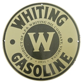 Rare Vintage Porcelain Whiting Gasoline Sign - Timeless Collector's Item