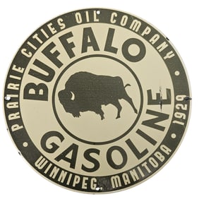 Rare Vintage Porcelain Sign - Buffalo Gasoline, Prairie Cities Oil Company, 1929