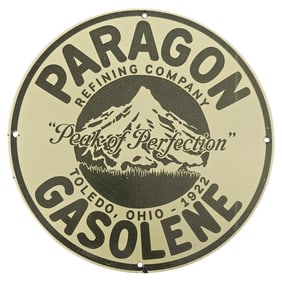 Vintage Paragon Gasolene Porcelain Sign - Collector's Dream from 1922