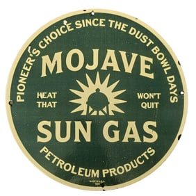 Vintage Mojave Sun Gas Porcelain Sign - A Collector's Dream from 1934