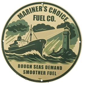 Vintage Mariner's Choice Fuel Co. Porcelain Sign - Iconic Nautical Decor