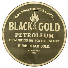 Vintage Black Gold Petroleum Porcelain Sign - A Timeless Collector's Treasure