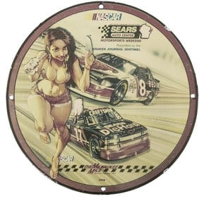 NASCAR Vintage Porcelain Sign ? Collectible 1996 Sears Auto Center Memorabilia