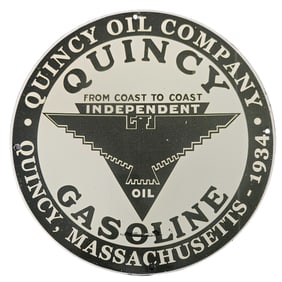 Rare Vintage Quincy Oil Company Porcelain Sign - Collector's Dream for Auto Enthusiasts