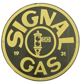Vintage Signal Gas Porcelain Sign - A Must-Have Collector's Item from 1931