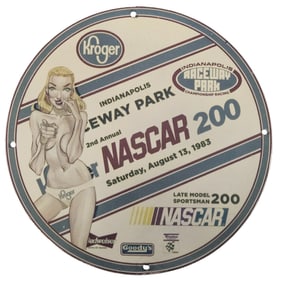 Rare Vintage Porcelain Sign: 1983 NASCAR 200 at Indianapolis Racepark
