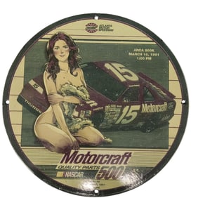Rare Vintage Motorcraft Porcelain Sign - NASCAR Collector's Item from 1991