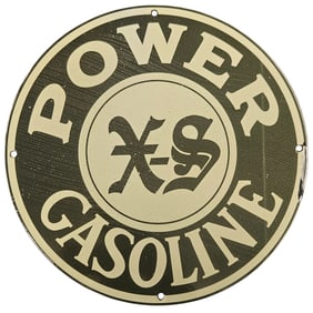 Vintage Power Gasoline Porcelain Sign - Classic Collector's Item