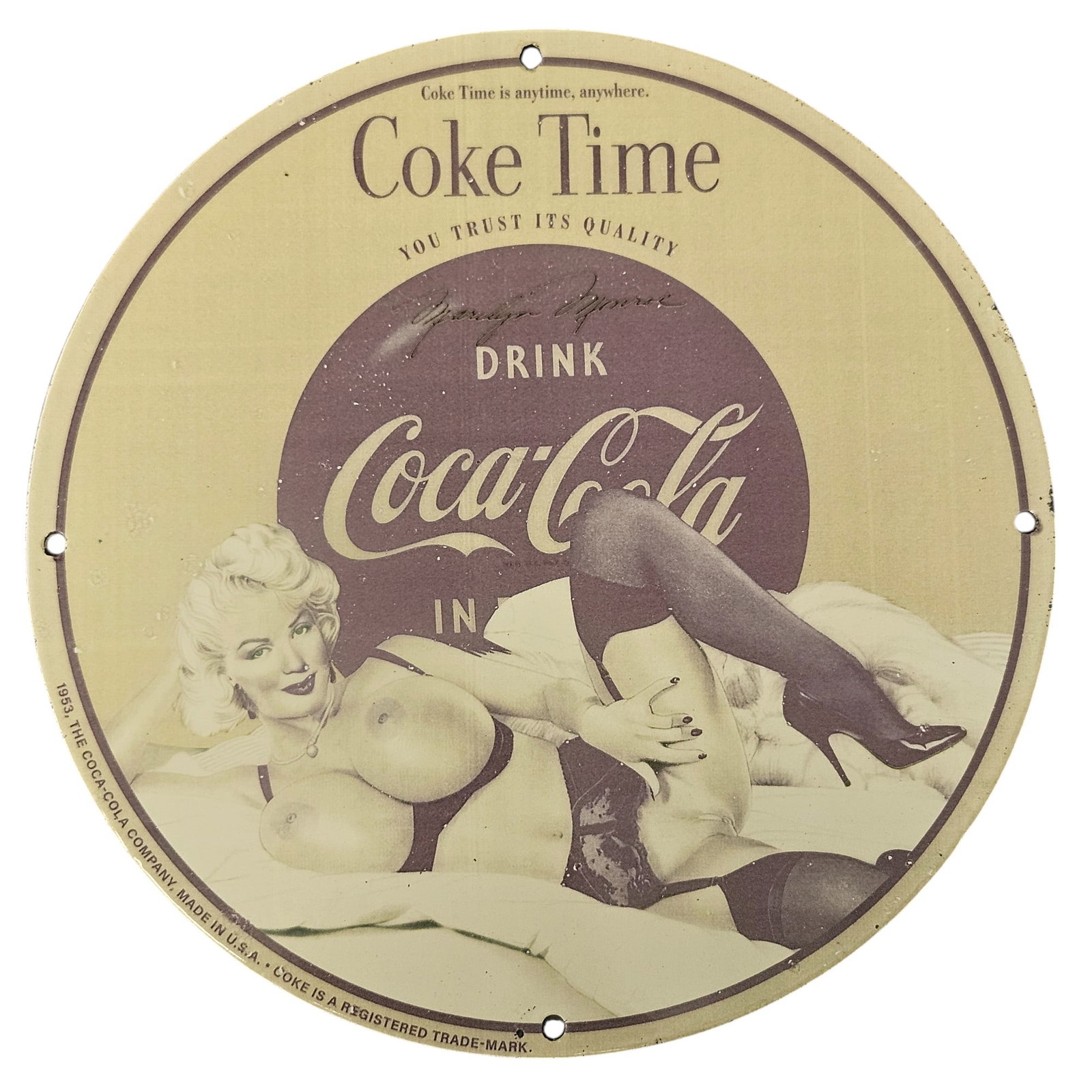 Vintage Coca-Cola Porcelain Sign - Coke Time Collector's Item from 1953 (1 of 2)
