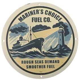 Vintage Mariner's Choice Fuel Co. Porcelain Sign ? Nautical Decor Collector's Item