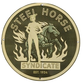 Vintage Steel Horse Syndicate Porcelain Sign - Classic Collector's Item