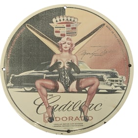 Rare Vintage Cadillac Eldorado Porcelain Sign Featuring Iconic Artwork
