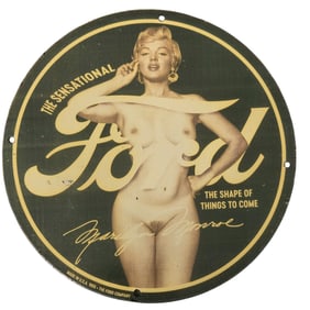 Rare Vintage Porcelain Sign Featuring Iconic Marilyn Monroe for Ford - Collector's Dream