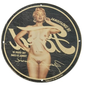 Vintage Porcelain Sign: The Sensational Art of Marilyn Monroe ? Error Backwards Logo Image