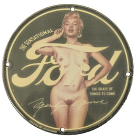 Iconic Vintage Porcelain Ford Sign Featuring Marilyn Monroe - Collector's Dream