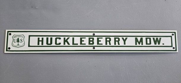Vintage US Forest Service Porcelain Sign - Huckleberry Mountain - Unique Collectible