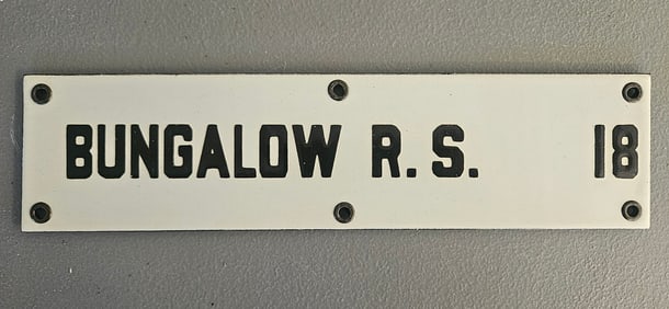 Vintage US Forest Porcelain Sign BUNGALOW R.S. 18 - Unique Collectible for Outdoor Enthusiasts