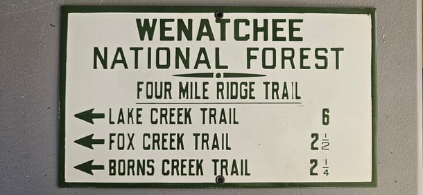 Vintage Wenatchee National Forest Porcelain Trail Sign - Unique Collectible for Nature Lovers