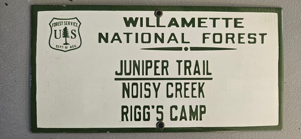 Vintage US Forest Service Porcelain Sign - Willamette National Forest
