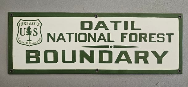 Vintage US Forest Service Porcelain Sign - Datil National Forest Boundary