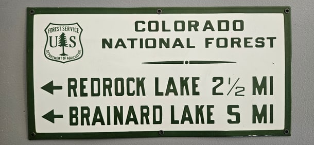 Vintage US Forest Service Porcelain Sign - Colorado National Forest Directional Signage