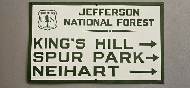 Vintage Jefferson National Forest Porcelain Sign - Collectible Forest Service Art