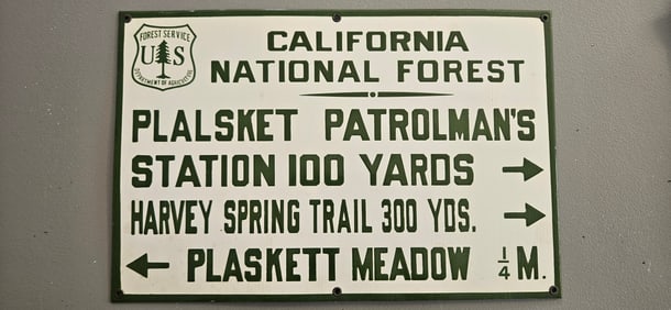 Vintage US Forest Porcelain Sign: California National Forest Trail Directions