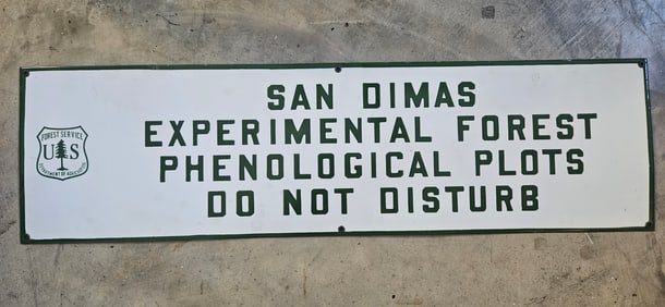 Vintage US Forest Service Porcelain Sign: San Dimas Experimental Forest