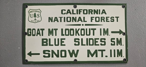 Vintage US Forest Service Porcelain Sign ? California National Forest
