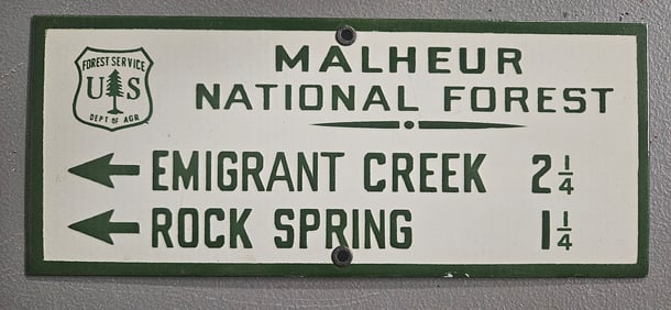 Vintage US Forest Service Malheur National Forest Porcelain Sign for Collectors