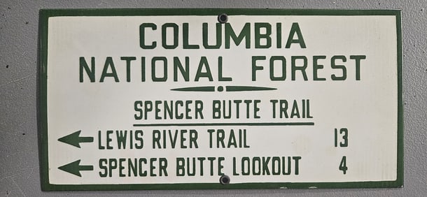 Vintage US Forest Porcelain Sign: Columbia National Forest Hiking Trails