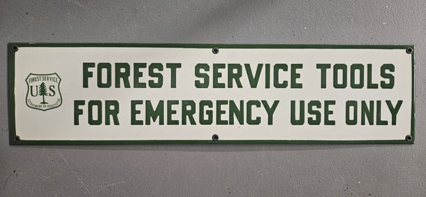 Vintage US Forest Service Porcelain Sign - Emergency Use Only - Collectible Decor