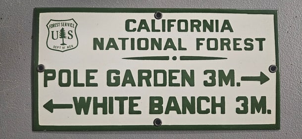 Vintage US Forest Porcelain Sign: California National Forest Directional Sign