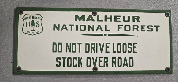 Vintage Malheur National Forest Porcelain Sign - Rare Forest Service Collectible