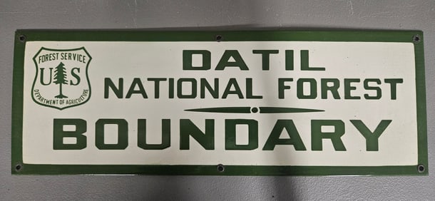 Vintage US Forest Service Porcelain Sign: Oatill National Forest Boundary