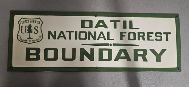 Vintage US Forest Service Porcelain Sign - Oatil National Forest Boundary