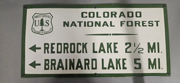 Vintage US Forest Service Porcelain Sign - Colorado National Forest Directions