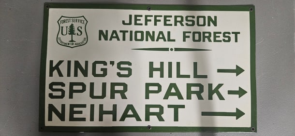 Vintage US Forest Porcelain Sign: Jefferson National Forest Collectible