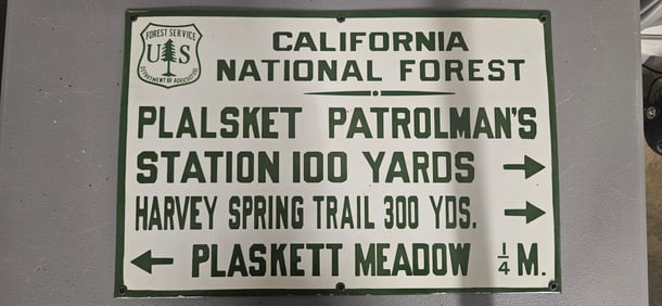 Vintage US Forest Service Porcelain Sign: California National Forest Trail Directions
