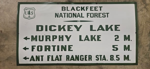 Rare Vintage US Forest Service Porcelain Sign ? Blackfeet National Forest Directions